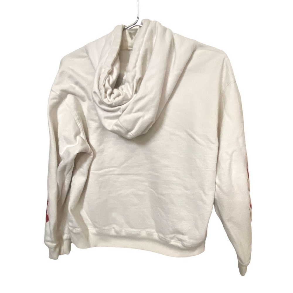 Retro John Galt Brandy Melville White & Ref Flame Sleeves Hoodie OS - Picture 3 of 9